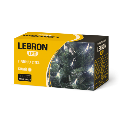 Гирлянда LED LEBRON сетка 1,5х1,5м, 120LED, белая, IP20
