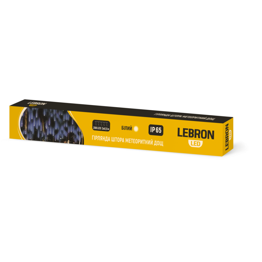 Гірлянда LED LEBRON штора 3х0,5м, метеоритний дощ 288LED, біла, IP65 - фото 9