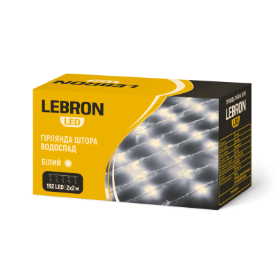 Гирлянда LED LEBRON штора водопад 2х2м, 192LED, белая, IP20
