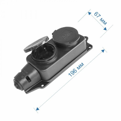Колодка 2-я RH Waterproof с/из черная IP44 NH-084022