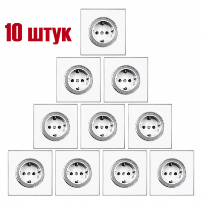 Комплект розеток 1-я с/с белая LAURA HN-015081 10шт