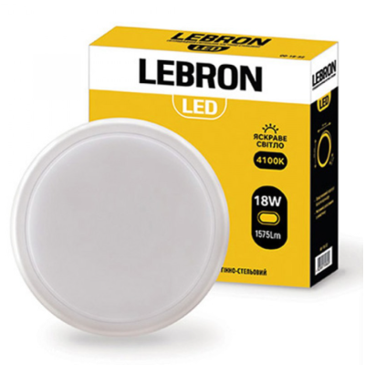 Cвітильник LEBRON LED L-WLR 18W круглий 4100К 1575Lm IP65