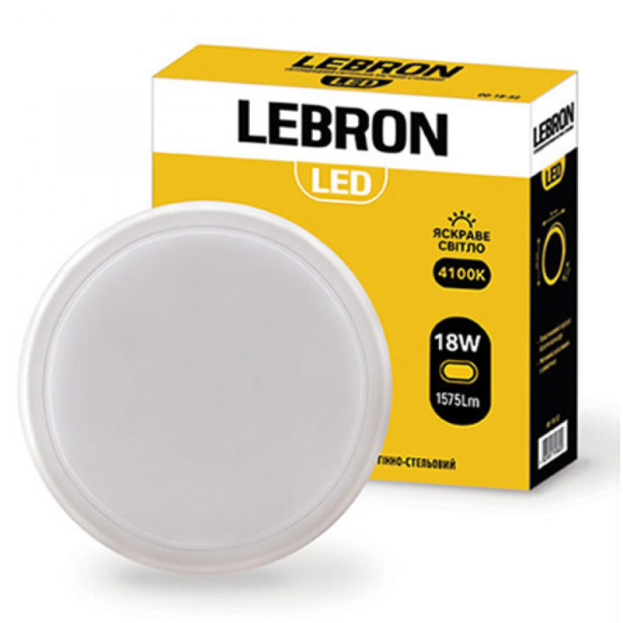 Cвітильник LEBRON LED L-WLR 18W круглий 4100К 1575Lm IP65 - фото 1