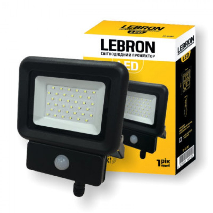 Прожектор LED Lebron LF-10S, 10W, 6500K, 2400Lm, 230V, датчик движения IP65 - фото 1