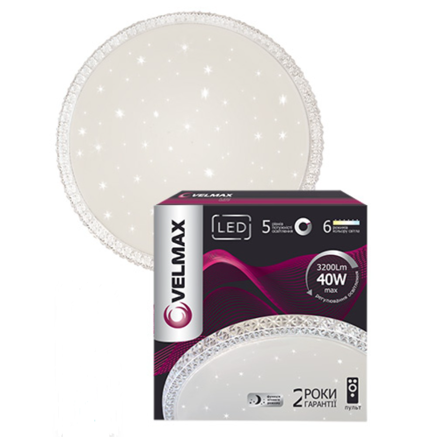 Светильник LED VELMAX V-CL-Crystal,40W,SMART,3000K- 6500k, 3200Lm пульт ДУ - фото 2