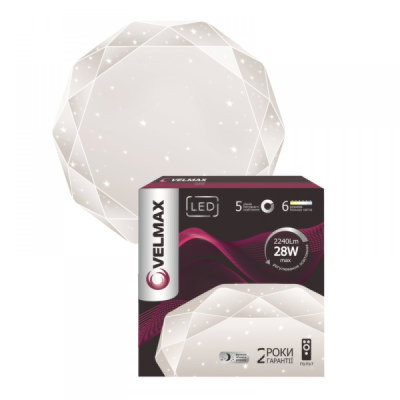 Светильник LED VELMAX V-CL-DIAMOND, 30W, 3000К-6500k, 2400Lm, пульт ДУ