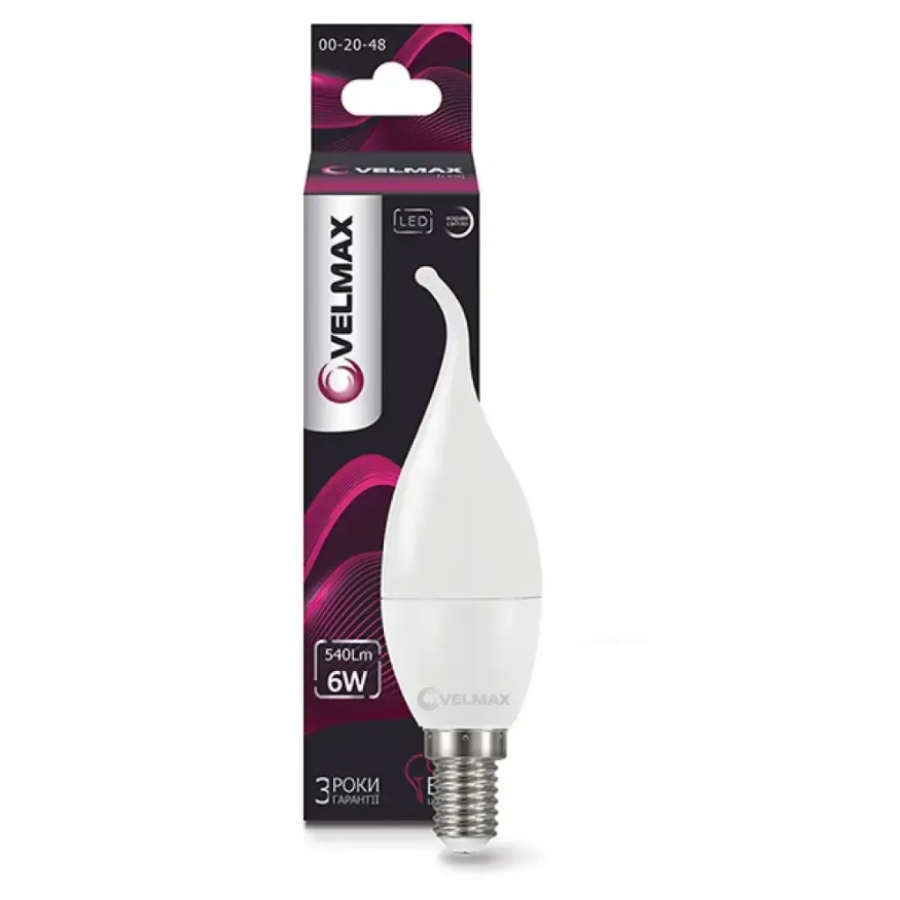 Лампа LED VELMAX V-C37, 6W, 220V, E14, 4100K, 540Lm, EMC - фото 1