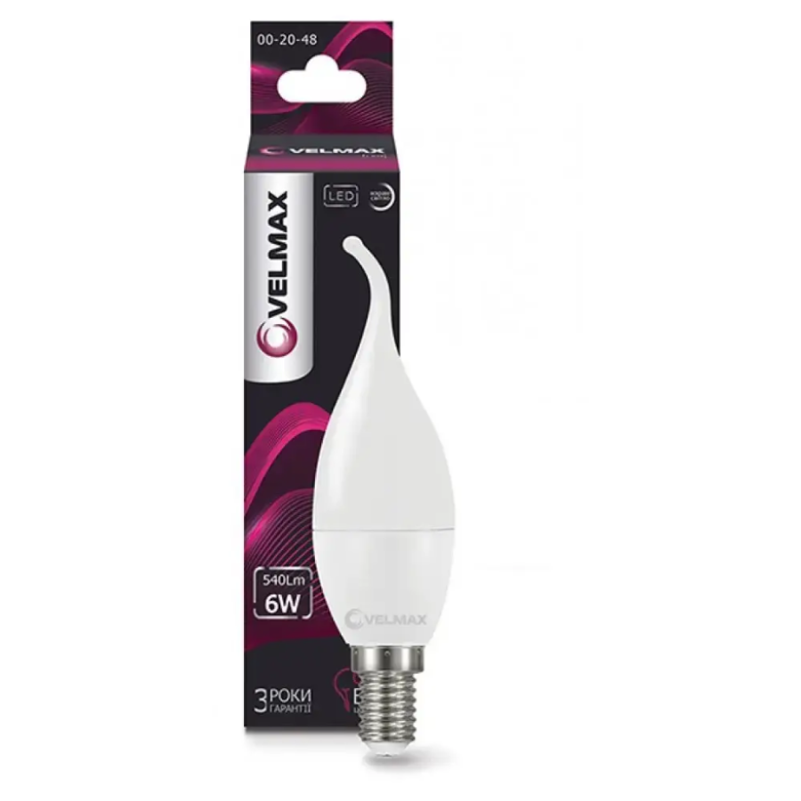Лампа LED VELMAX V-C37T, 6W, 220V, E14, 4100K, 450LM, EMC - фото 2