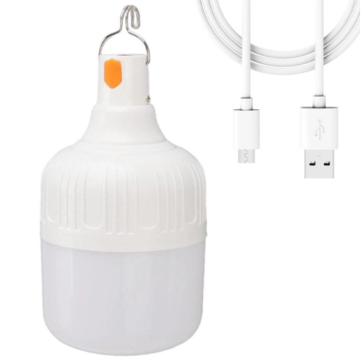 Лампа для кемпинга 10Вт аккумуляторная с USB-зарядкой и крючком, Белая / Подвесной аварийный фонарь