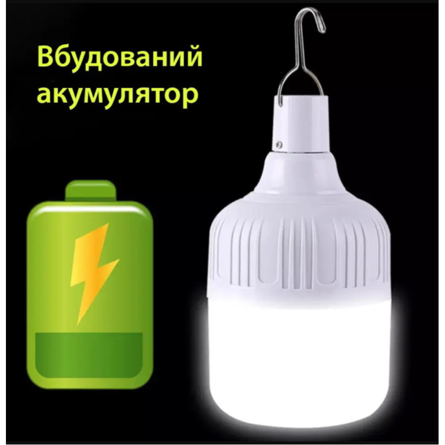 Лампа для кемпинга 40Вт аккумуляторная с USB-зарядкой и крючком, Белая / Подвесной аварийный фонарь - фото 8