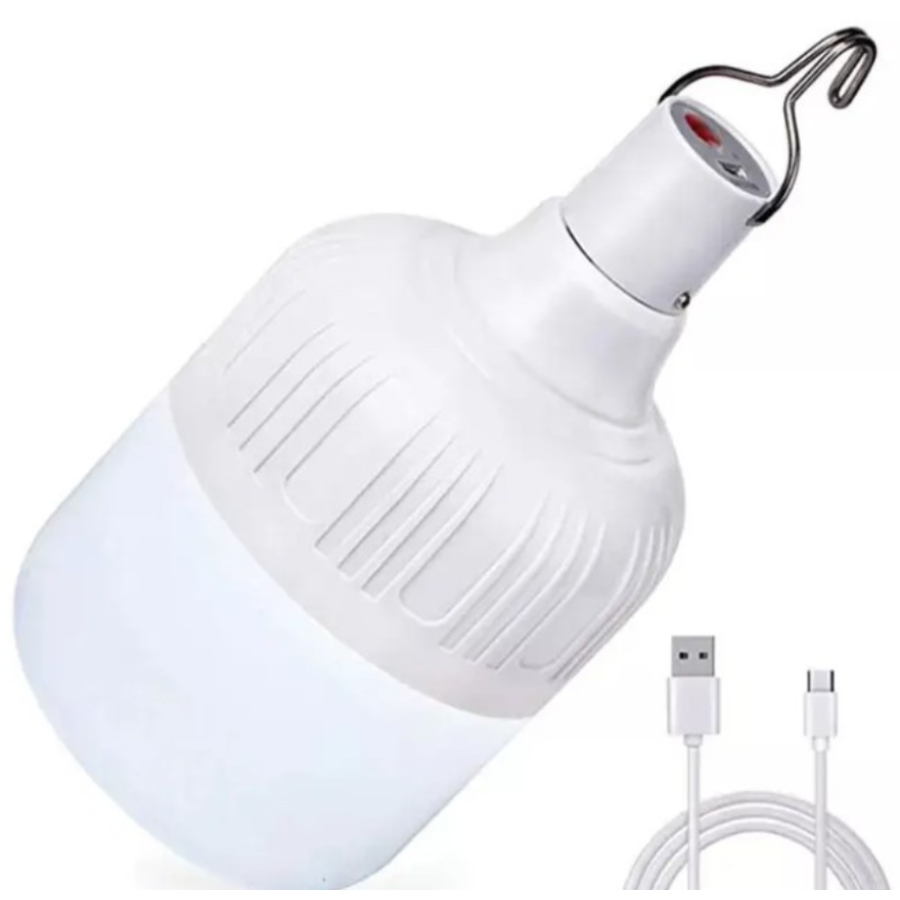 Лампа для кемпинга 40Вт аккумуляторная с USB-зарядкой и крючком, Белая / Подвесной аварийный фонарь - фото 1