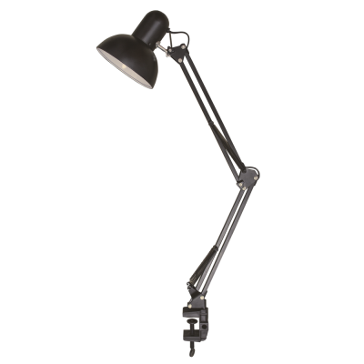 Лампа настольная телескопическая LEBRON L-TL-TEL-LONG, E27, 40W, струбцина, черная 15-11-79