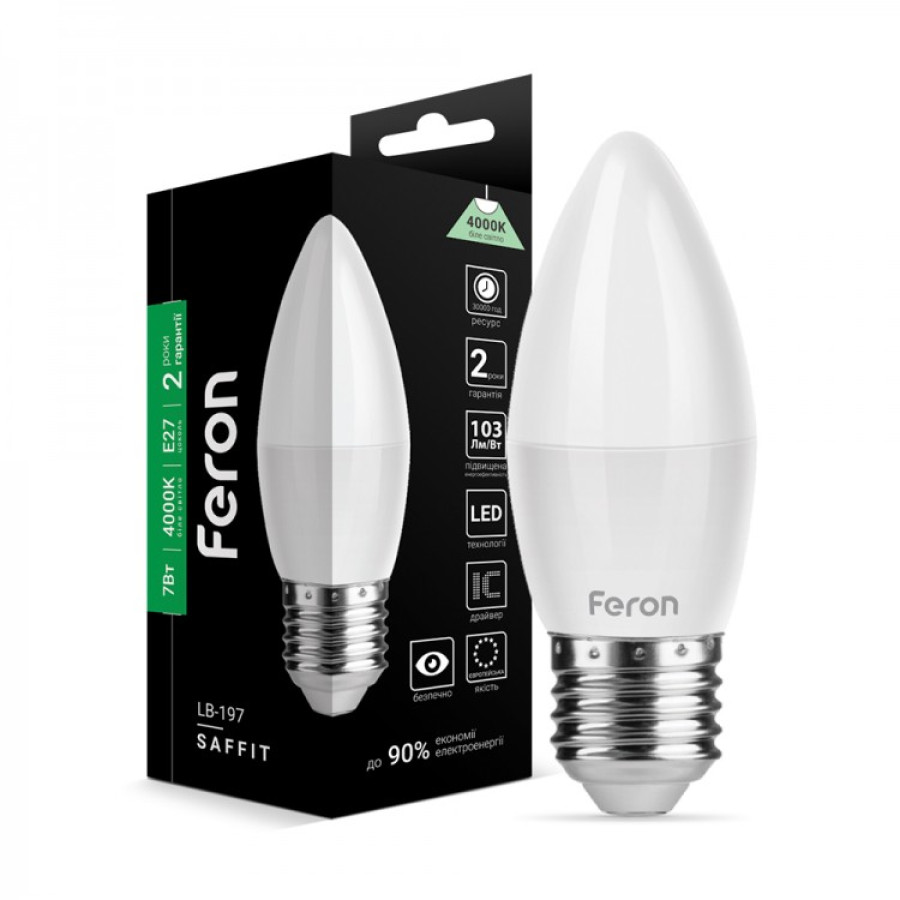 Лампа светодиодная LB-197 C37 230V 7W E27 4000K - фото 1