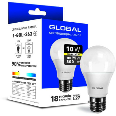Лампочка 1-GВL-263 А60 10W 3000К 220V Е27