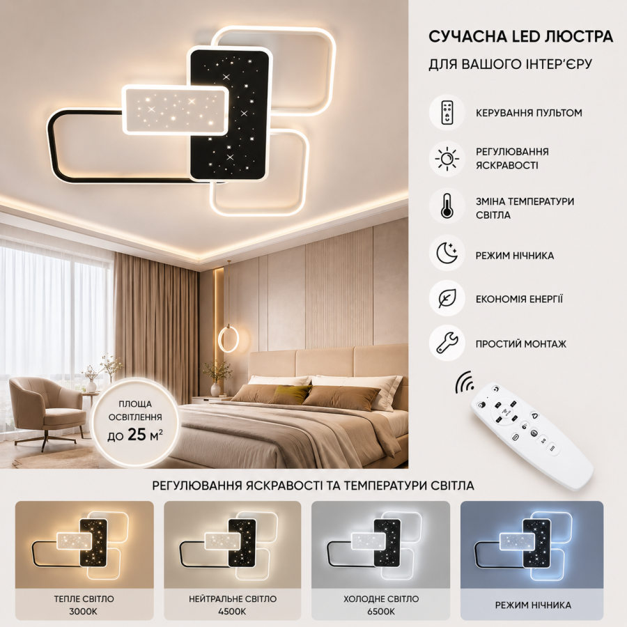 Люстра Diasha 2449WH+BK dimmer - фото 1