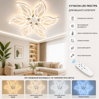 Люстра Diasha 8028/6+3HR LED 3color dimmer