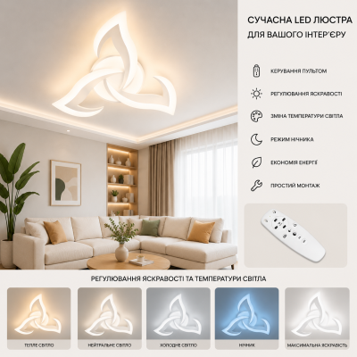 Люстра Diasha 8146/6+3WH LED 3color dimmer