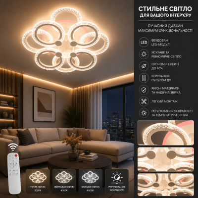 Люстра Diasha A8180/4*4WH LED 3color dimmer