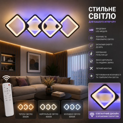 Люстра Diasha H8060/2+2BK LED 3color dimmer