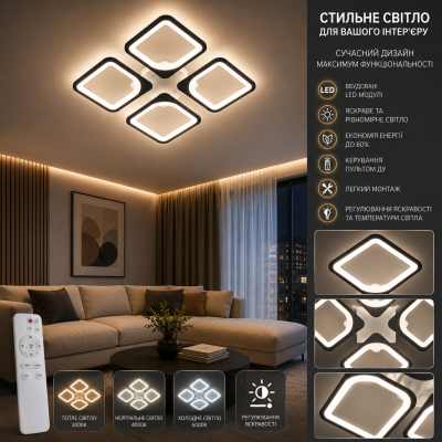 Люстра Diasha S8060/4BK LED 3color dimmer