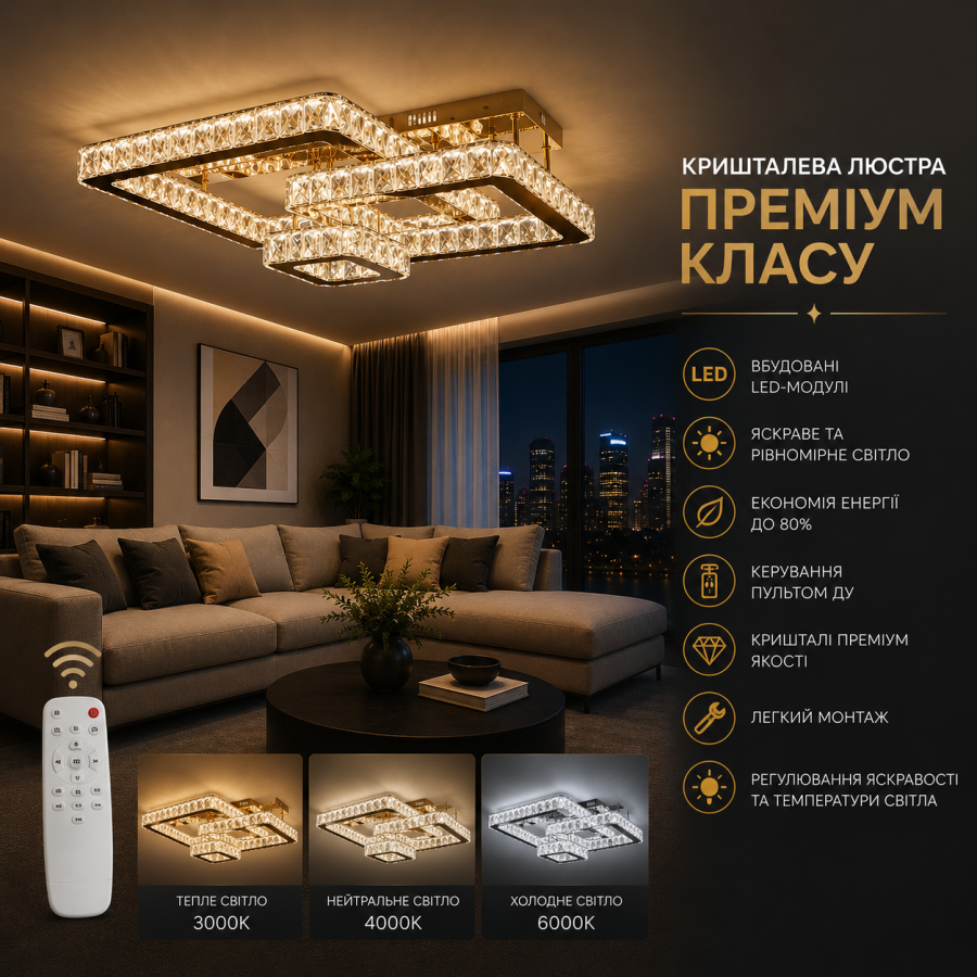 Люстра LS 7707-3AGD - фото 1