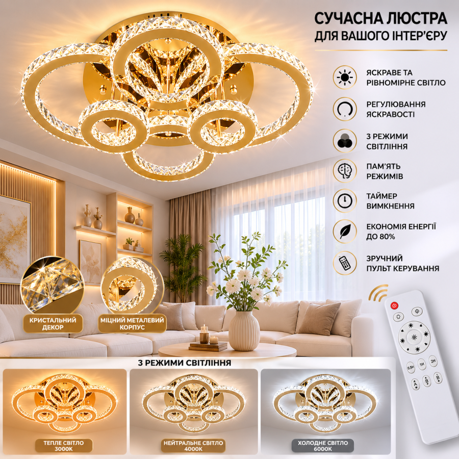 Люстра LS S006 GD - фото 1