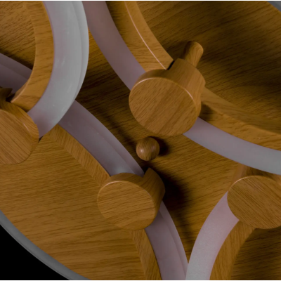 Люстра потолочная Led P5-YH067/4/WOOD коричневая с пультом