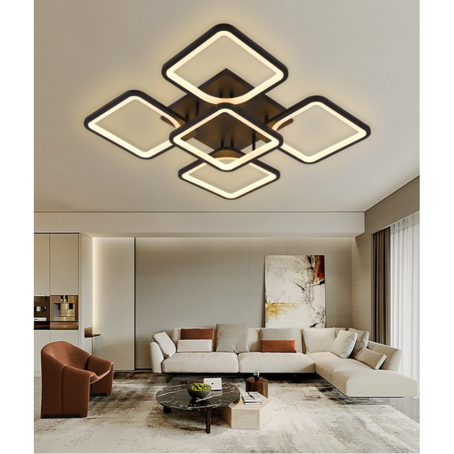 Люстра стельова Led Sirius 6112-5 BK 86W чорна з пультом - фото 4