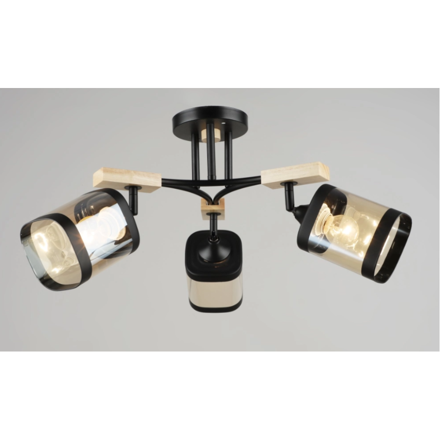 Люстра декоративная Sirius B N 5680/3 BK+WOOD - фото 1