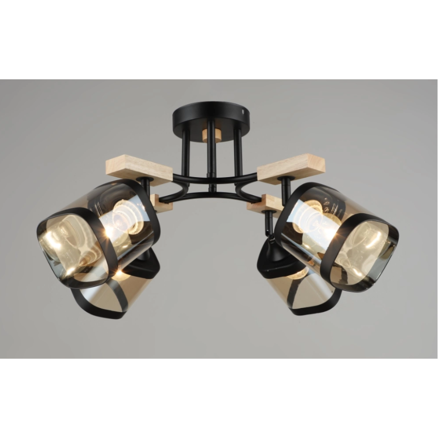 Люстра декоративная Sirius B N 5680/4 BK+WOOD - фото 1