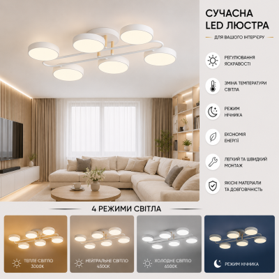 Люстра Sirius B XI3322-4 WH+WOOD