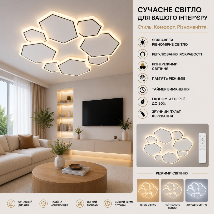 Люстра Sirius B YH1336/112W WT+BK - фото 1