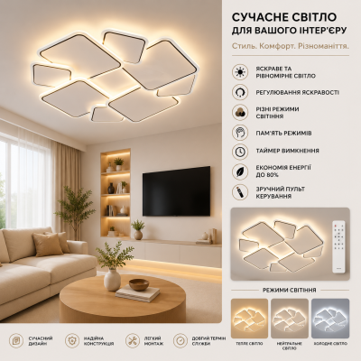 Люстра Sirius B YH1337/128W WT+BK