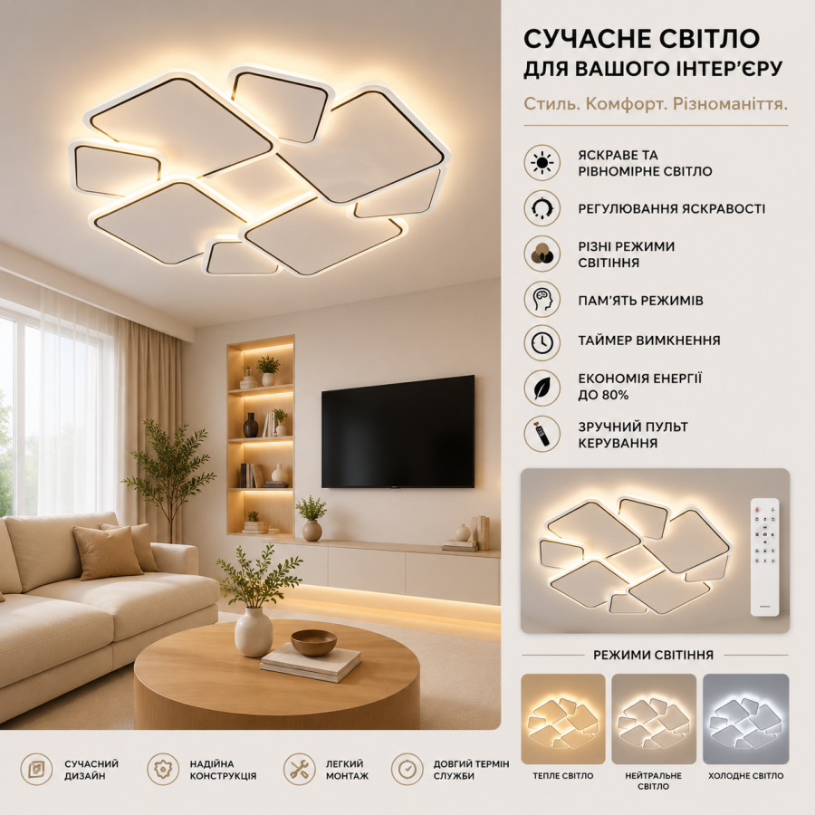 Люстра Sirius B YH1337/128W WT+BK - фото 1