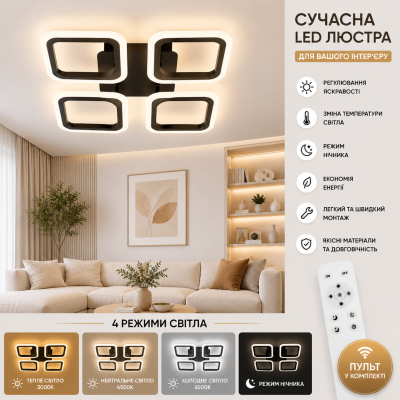 Люстра Sirius G 2055/4 BK 64W
