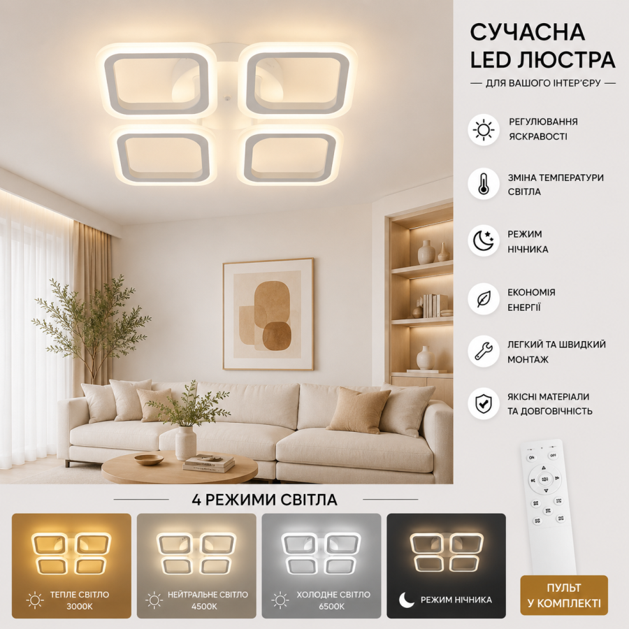Люстра Sirius G 2929/4 WT 56W - фото 1