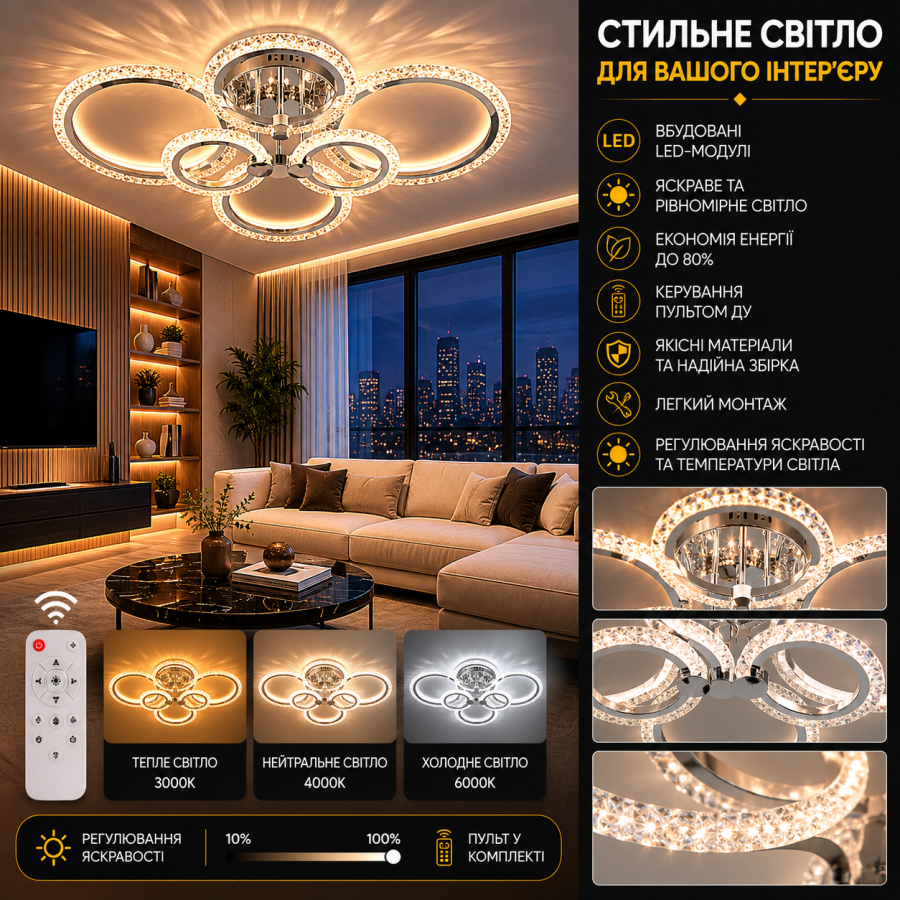 Люстра Valeso 5115-2+2+2 CR - фото 1