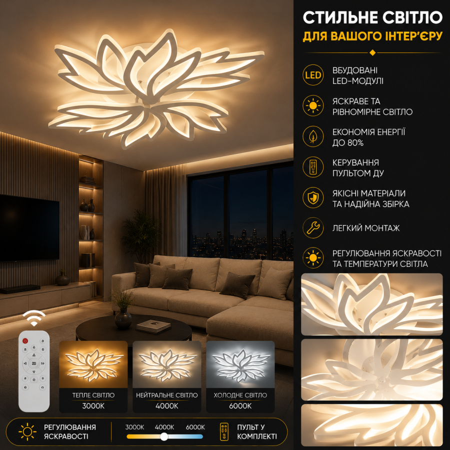Люстра Valeso 9862-3+3 WH RGB - фото 1