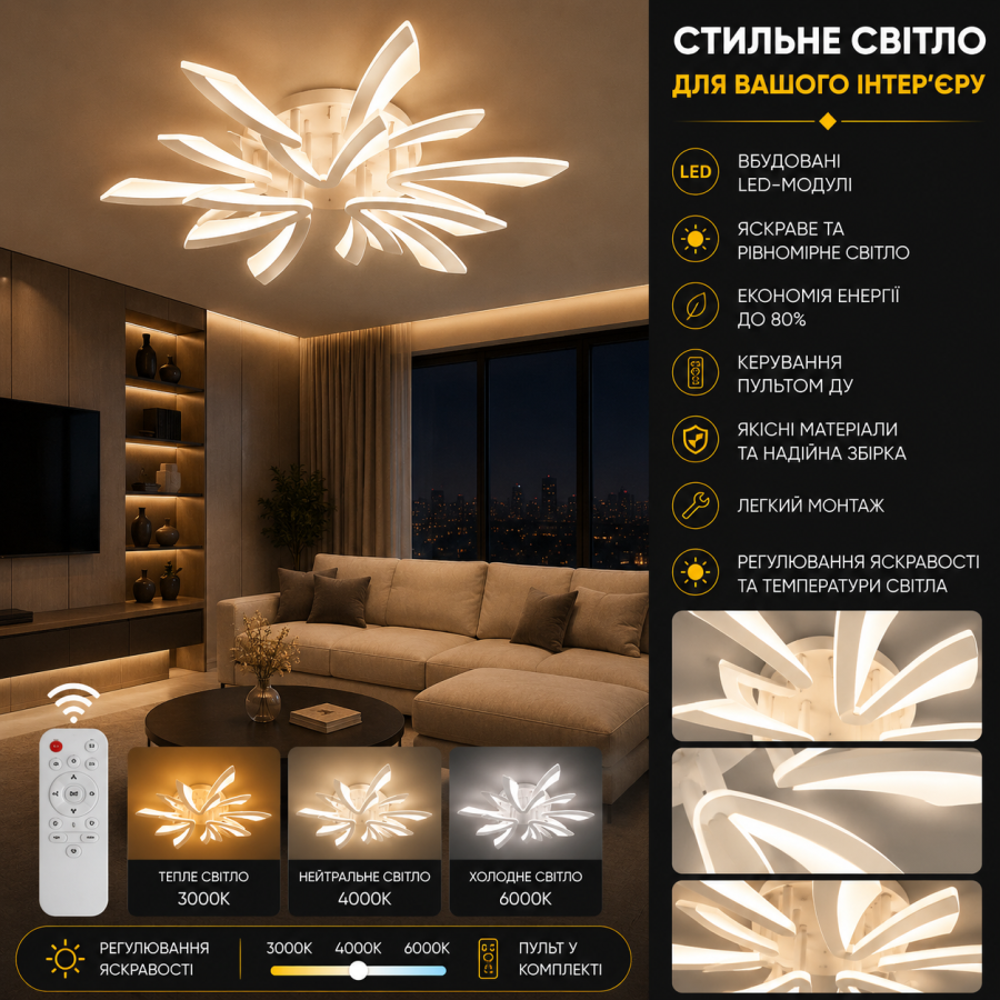 Люстра Valeso C9095-6+3 WH - фото 1