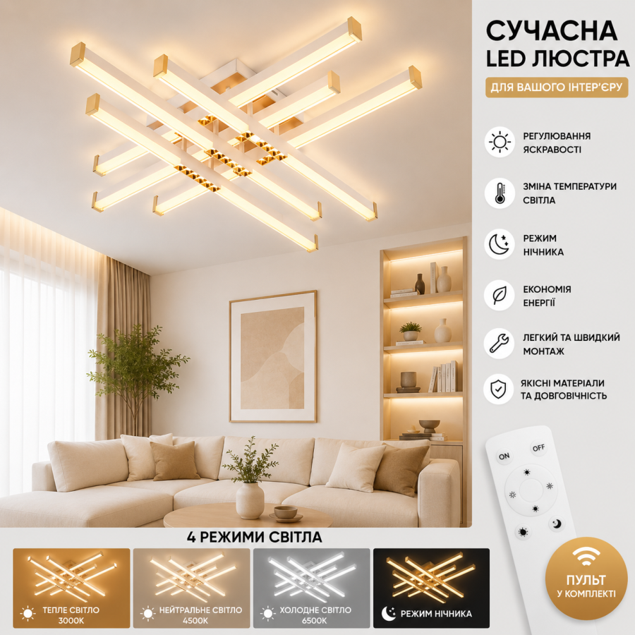 Люстра Valeso K38601-6 WH-FGD - фото 1