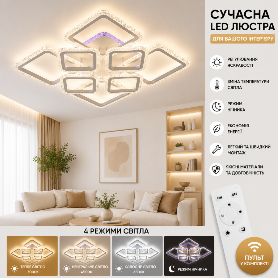 Люстра Valeso LI8899-4+4A WT RGB - фото 1