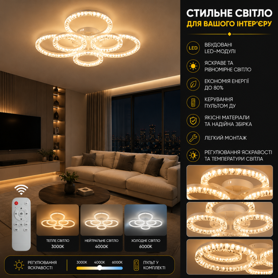 Люстра Valeso LI9847C-3+3A WH - фото 1