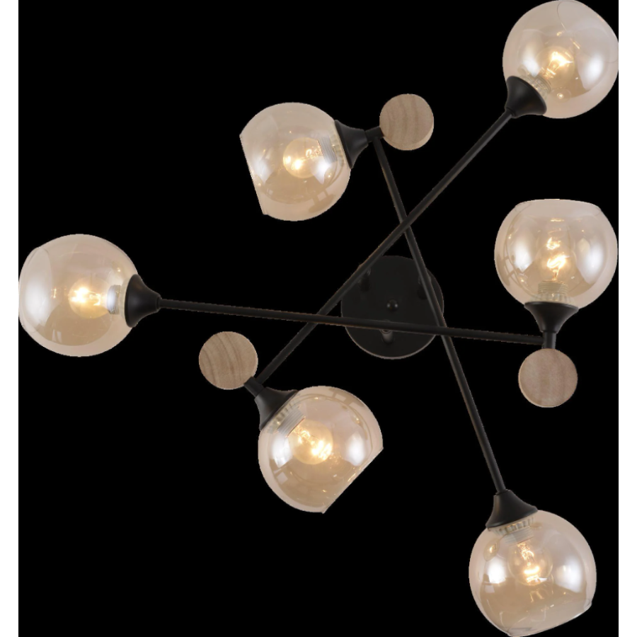 Люстра декоративная Valeso XA1491B/6 BK+WOOD - фото 3