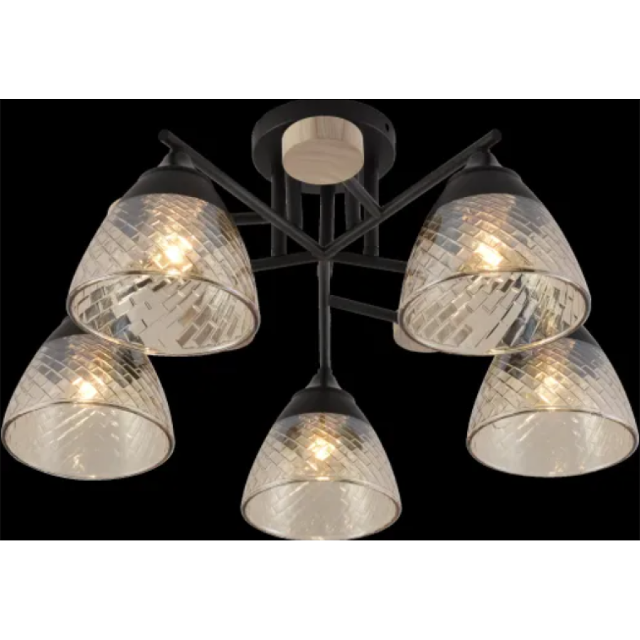 Люстра декоративная Valeso XA1527/5 BK+WOOD - фото 3