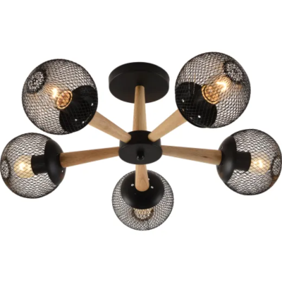 Люстра Valeso XA1565B-5 BK+WOOD