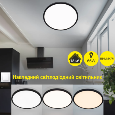 Накладной светодиодный светильник OKO-66W-R-ON/OFF-500*25-BLACK-220-IP20 10427