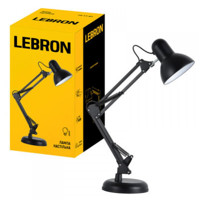 Настольная лампа LEBRON L-TL-TEL, E 27, 40W платфор.+струбцина, черная