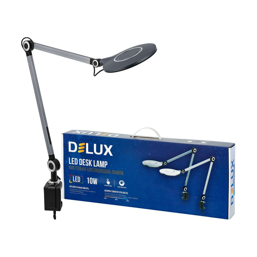 Настольна лампа DELUX TF-530  10 Вт LED 3000К-4000К-6000К USB чорна - фото 2