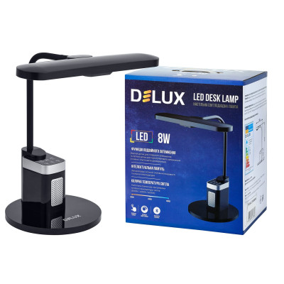 Настольная лампа Delux TF-540 8Вт Led 3000K-4000K-6000K Bluetooth колонка черный