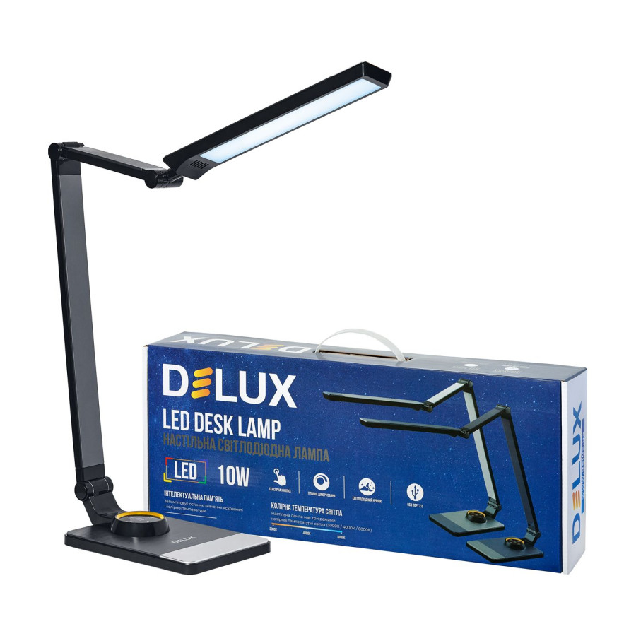 Настольна лампа Delux TF-520 10 Вт LED 3000К-4000К-6000К USB чорна - фото 2